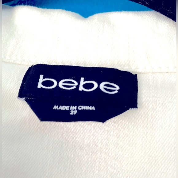 White Bebe Stretch Denim Skinny Jumpsuit - Picture 3 of 4